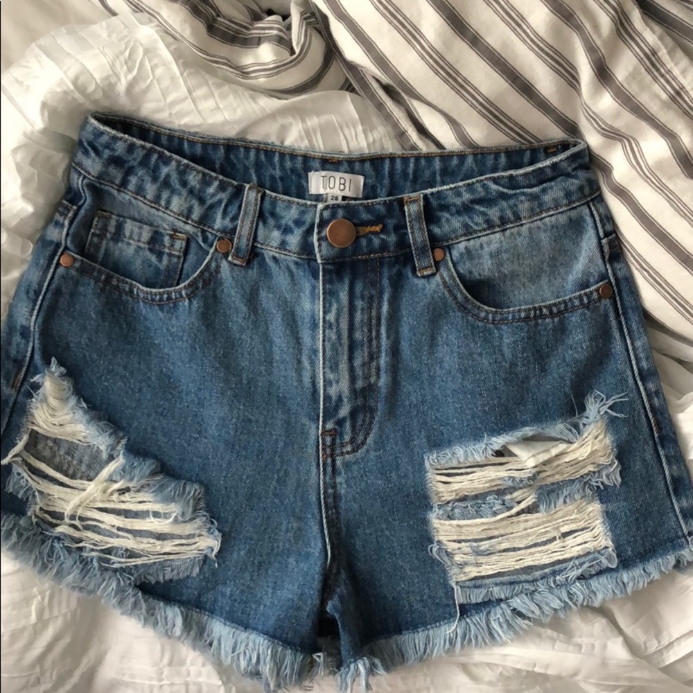 Tobi distressed denim shorts